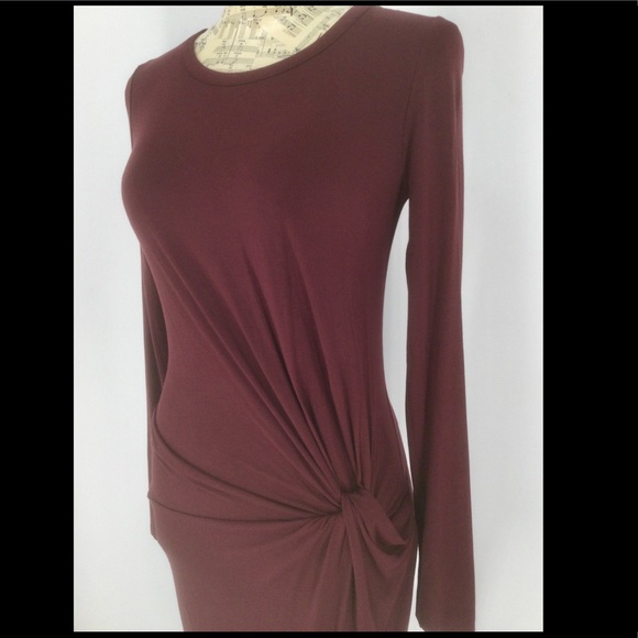 TOPSHOP Size 2 Maxi Burgundy Drop Waist Dress - Picture 3 of 9